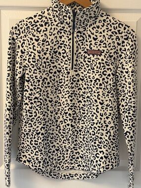 Vineyard Vines Navy & White Leopard Quarter-Zip Pullover